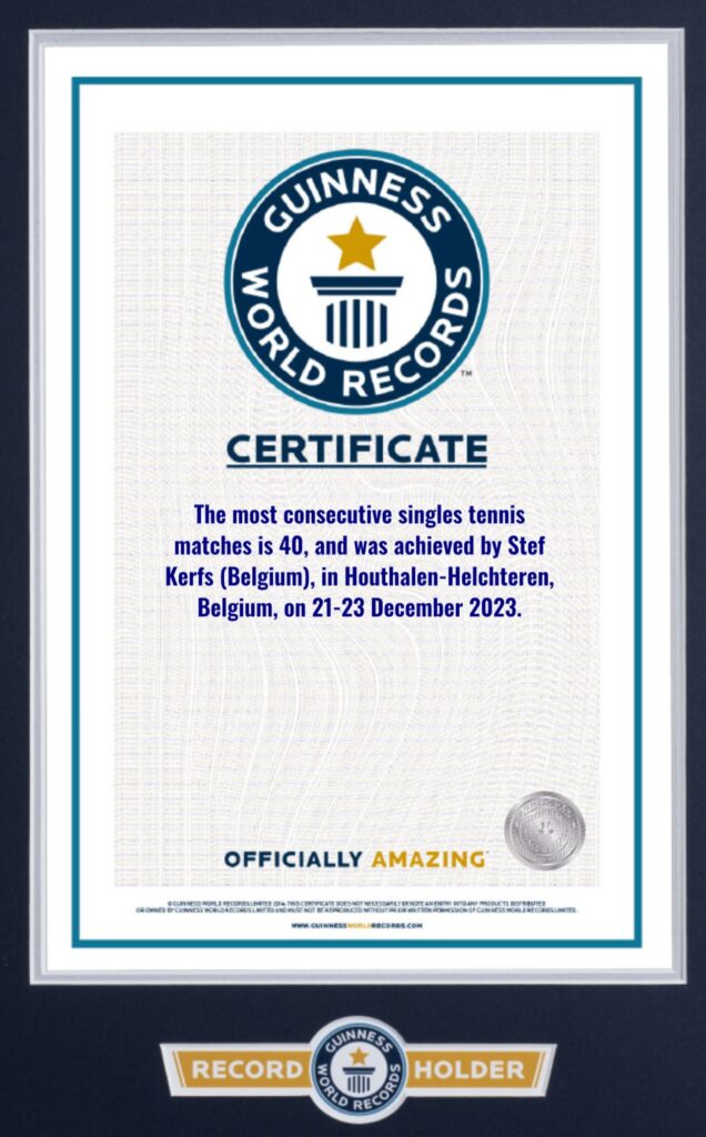 Guinsess World Records certificaat Stef Kerfs - © Stef Kerfs